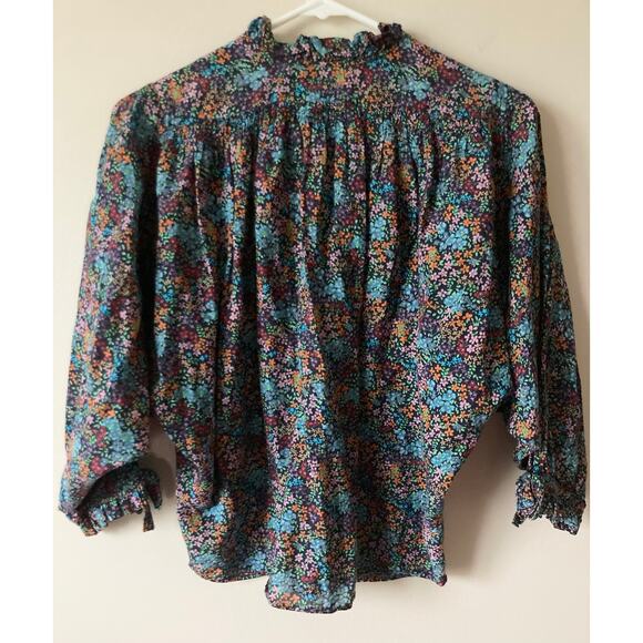 DOEN Rose Top in Navy Lady Bird Floral Print XS - Picture 10 of 12